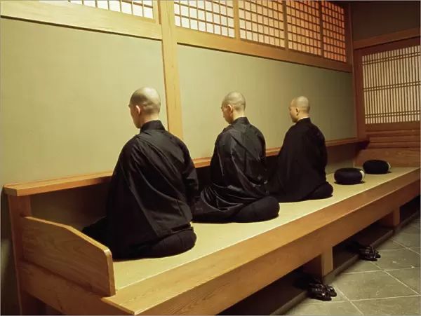 Monks during Za-Zen meditation in the Zazen Hall