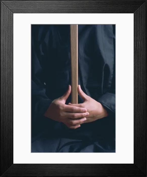 Framed Print : Hands of monk in the posture kyoskku (awakening spirit)