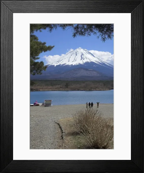 Framed Print : Four people beside Lake Shoji Framed Print : Four people beside Lake Shoji