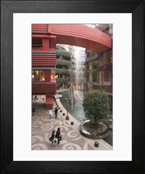 Framed Print : S-shaped shopping mall and entertainment complex with Framed Print : S-shaped shopping mall and entertainment complex with
