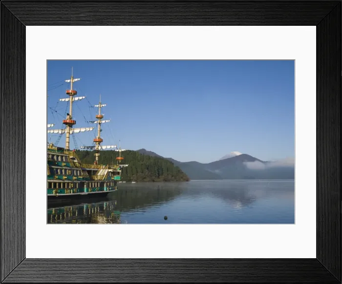 Framed Print : Mount Fuji and pirate ship Framed Print : Mount Fuji and pirate ship