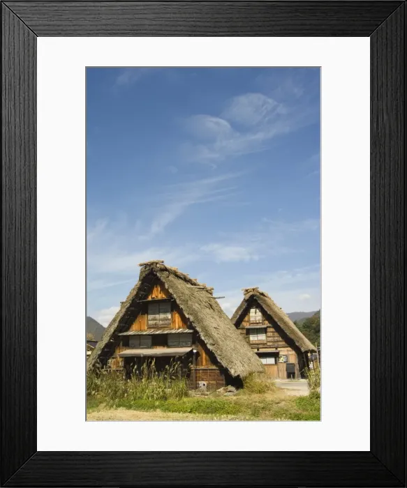 Framed Print : Traditional gassho zukuri thatched roof houses Framed Print : Traditional gassho zukuri thatched roof houses
