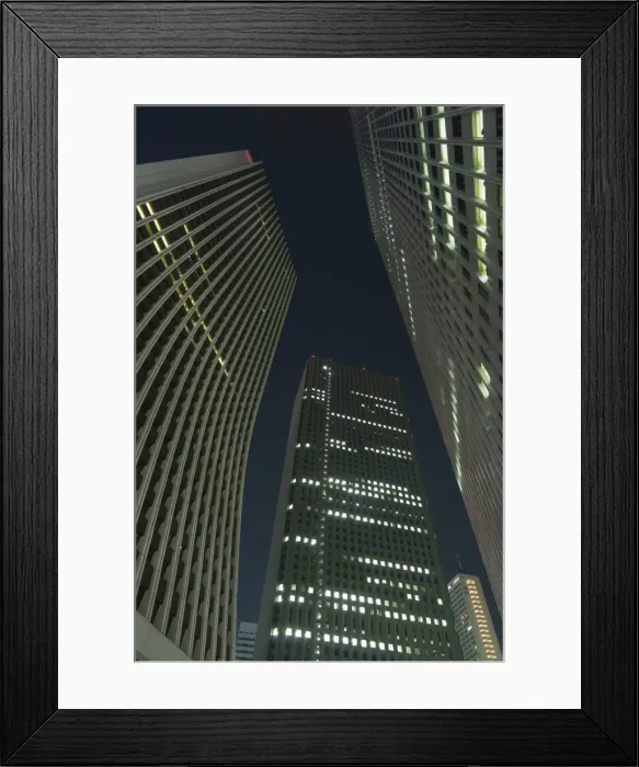 Framed Print : Nightime skyscrapers and city buildings Framed Print : Nightime skyscrapers and city buildings