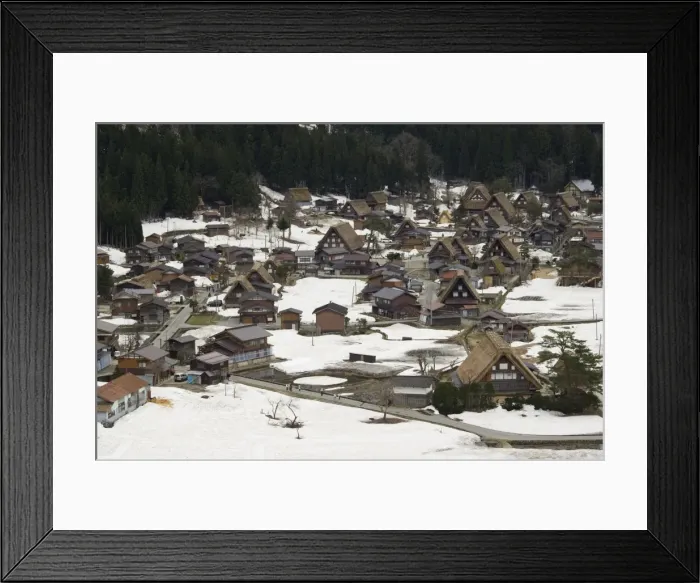 Framed Print : Snow on Gassho zukuri houses Framed Print : Snow on Gassho zukuri houses