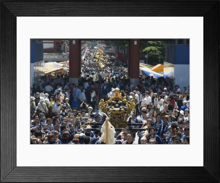 Framed Print : Mikoshi portable shrine of the gods parade and crowds of people Framed Print : Mikoshi portable shrine of the gods parade and crowds of people