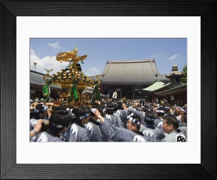 Framed Print : Mikoshi portable shrine of the gods parade and crowds of people Framed Print : Mikoshi portable shrine of the gods parade and crowds of people