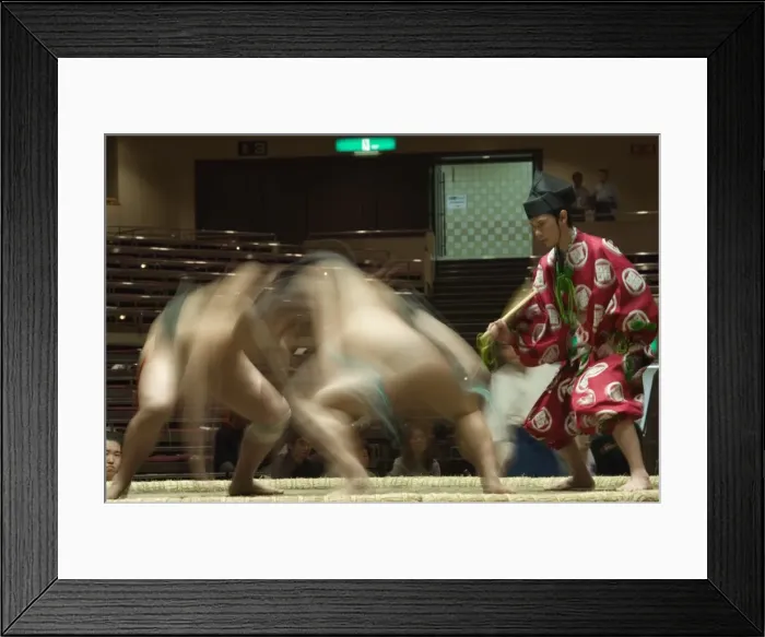 Framed Print : Sumo wrestlers competing Framed Print : Sumo wrestlers competing