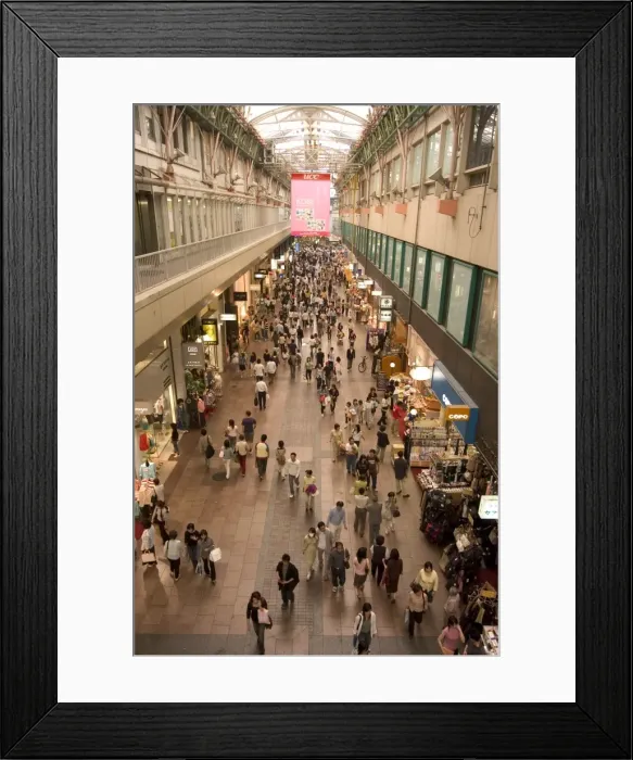 Framed Print : Crowded shopping arcade Framed Print : Crowded shopping arcade