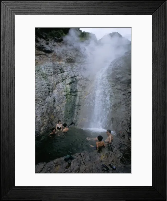 Framed Print : Relaxing in volcanic hot water waterfall Framed Print : Relaxing in volcanic hot water waterfall
