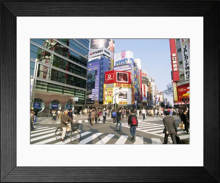 Framed Print : People on street crossing at Shinjuku-dori Road Framed Print : People on street crossing at Shinjuku-dori Road