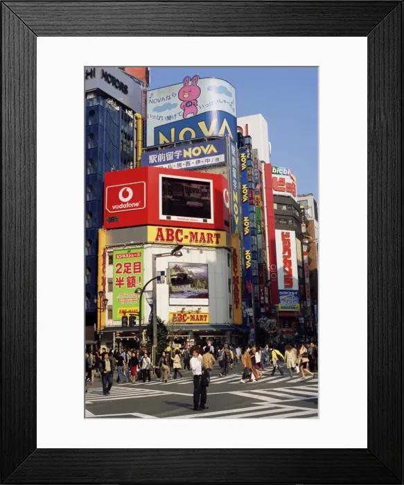 Framed Print : Shopper on street crossing at Shinjuku-dori Road Framed Print : Shopper on street crossing at Shinjuku-dori Road