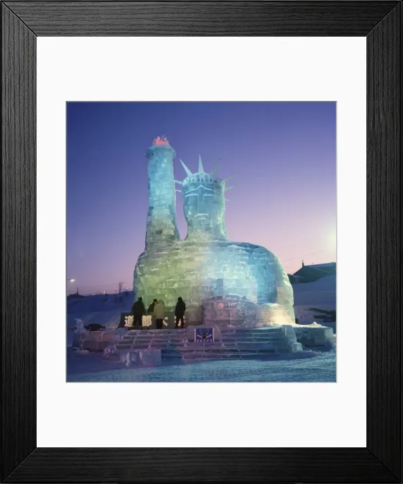 Framed Print : An ice sculpture of the Statue of Liberty during Framed Print : An ice sculpture of the Statue of Liberty during