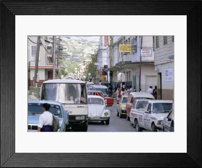 Framed Print : Traffic in town street Framed Print : Traffic in town street