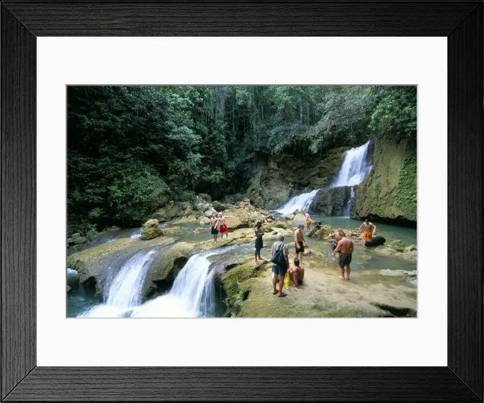 Framed Print : Tourists at YS Falls, St Framed Print : Tourists at YS Falls, St