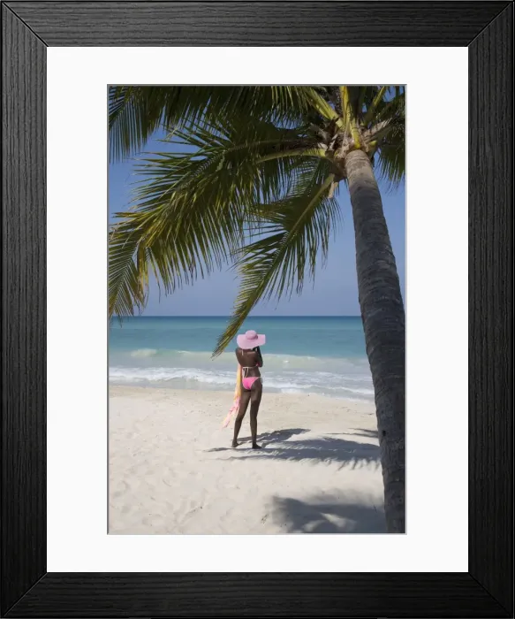 Framed Print : Jamaican woman on beach