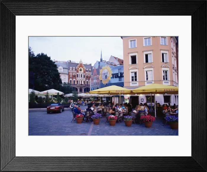 Framed Print : Restaurants in Dome Cathedral Square Framed Print : Restaurants in Dome Cathedral Square