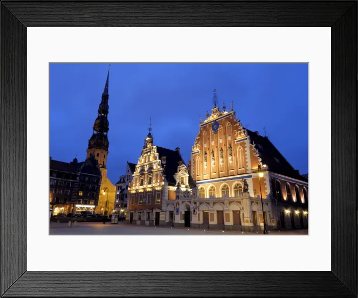 Framed Print : House of the Blackheads at night Framed Print : House of the Blackheads at night