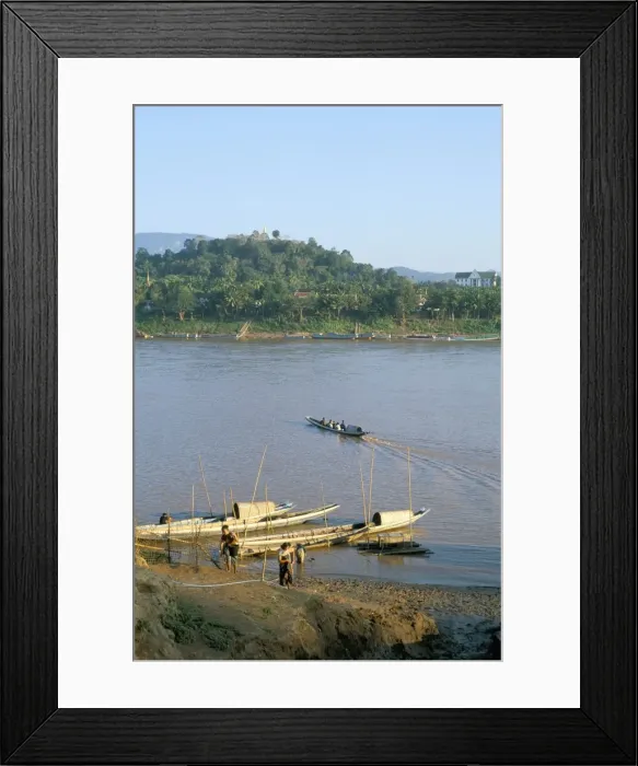 Framed Print : Looking east across Mekong River to Phousi Hill Framed Print : Looking east across Mekong River to Phousi Hill