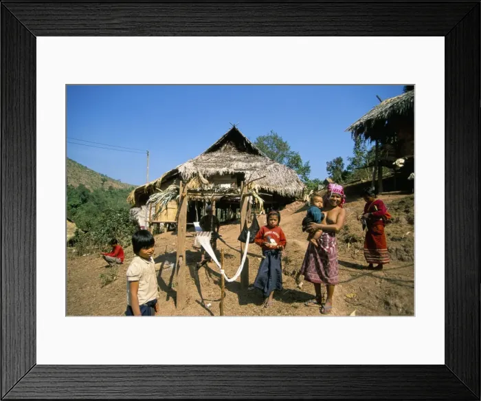 Framed Print : People at Kat Khammay Akha village Framed Print : People at Kat Khammay Akha village