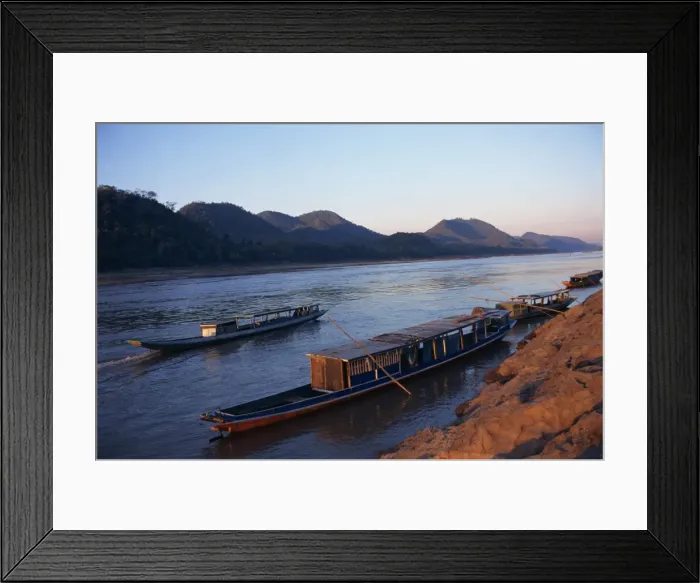 Framed Print : View of Mekong River at sunset