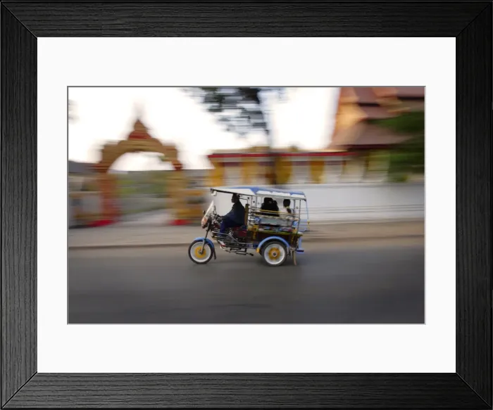 Framed Print : Tuk Tuk racing through Vientiane Framed Print : Tuk Tuk racing through Vientiane
