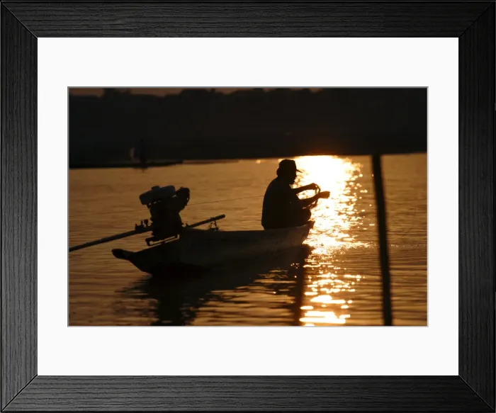 Framed Print : Fisherman tends his nets Framed Print : Fisherman tends his nets