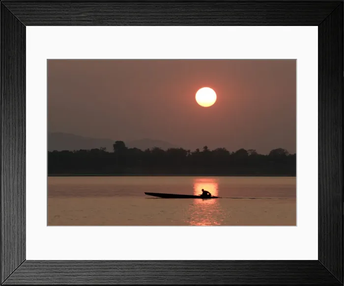 Framed Print : Sunset over the Mekong river Framed Print : Sunset over the Mekong river