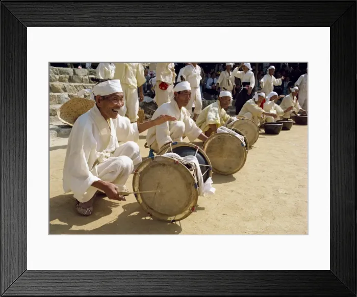 Framed Print : Men beating drums during the traditional farmers dance Framed Print : Men beating drums during the traditional farmers dance