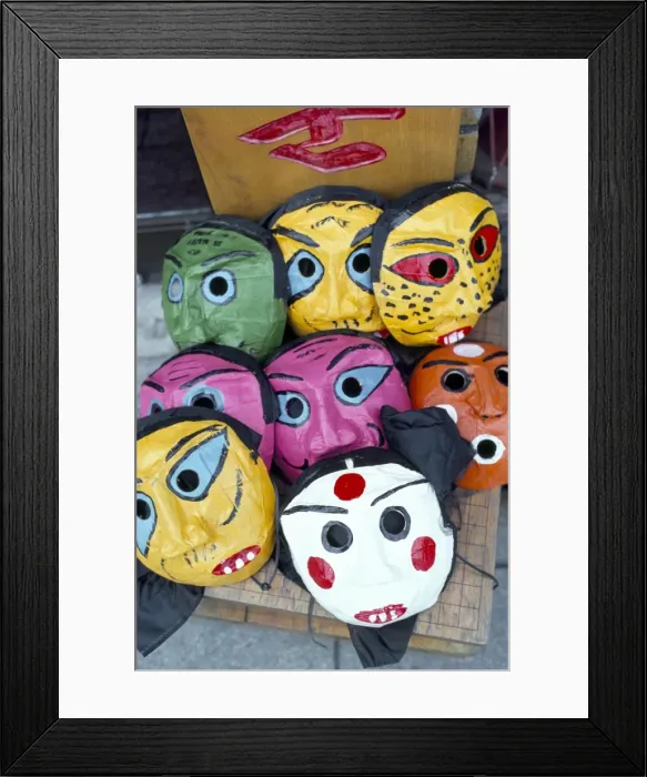 Framed Print : Papier mache masks for sale Framed Print : Papier mache masks for sale
