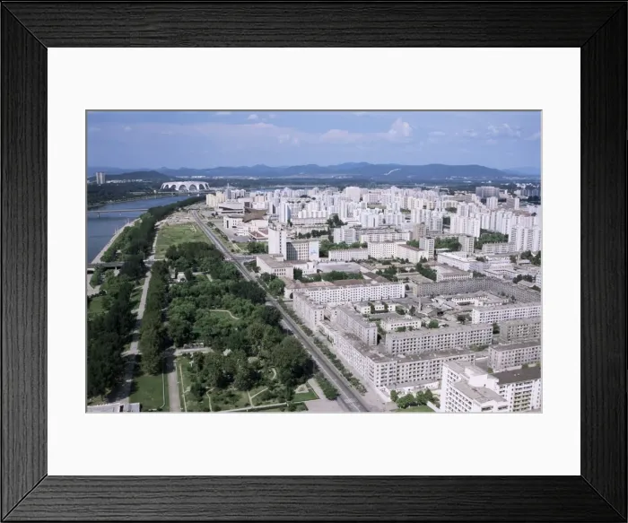 Framed Print : Blocks of flats beside Taedong River Framed Print : Blocks of flats beside Taedong River