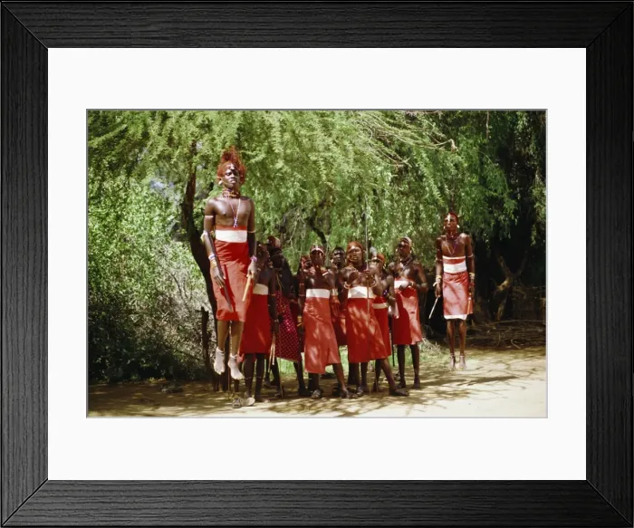 Framed Print : Samburu men jumping whilst dancing Framed Print : Samburu men jumping whilst dancing