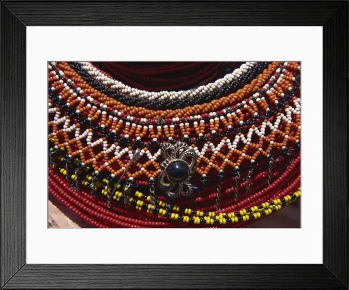 Framed Print : Close-up of Samburu decorative beads