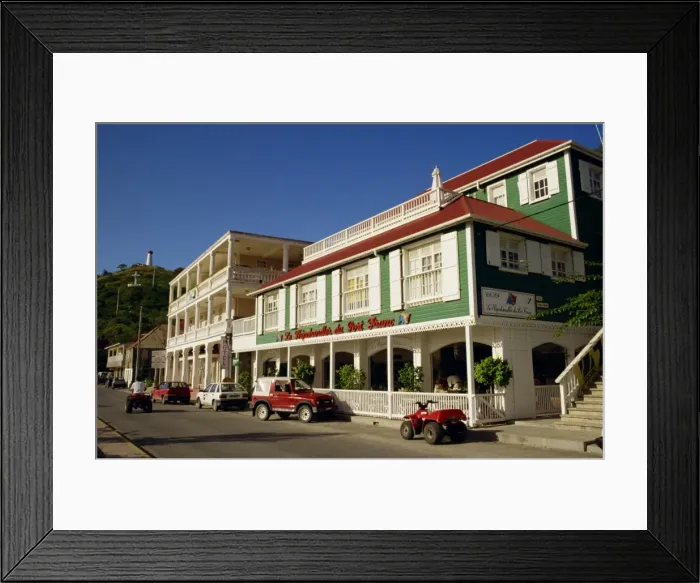 Framed Print : Hotel and restaurant, Gustavia, St Framed Print : Hotel and restaurant, Gustavia, St
