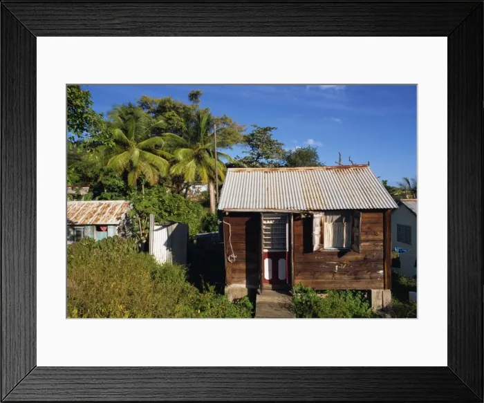 Framed Print : Typical old timber houses, Old Road Town, St Framed Print : Typical old timber houses, Old Road Town, St