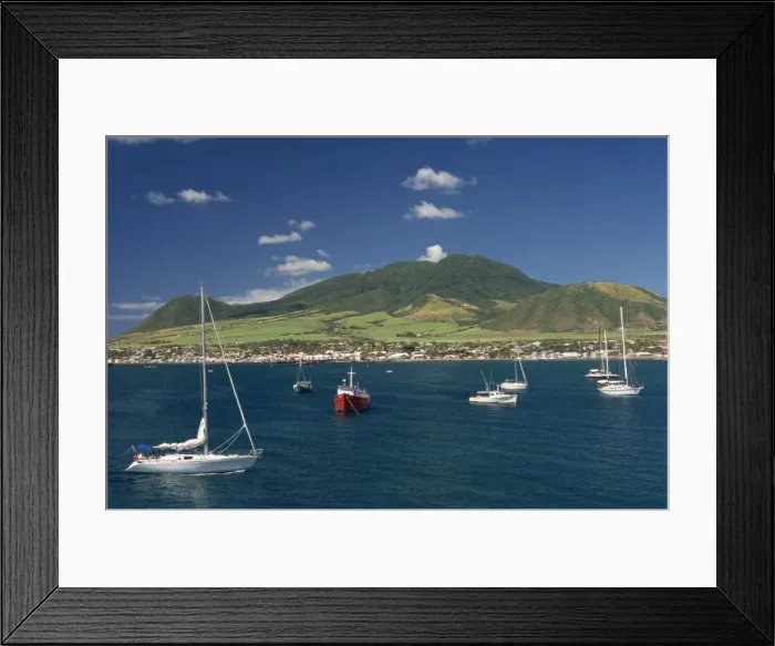 Framed Print : Moored boats off Basseterre, St Framed Print : Moored boats off Basseterre, St