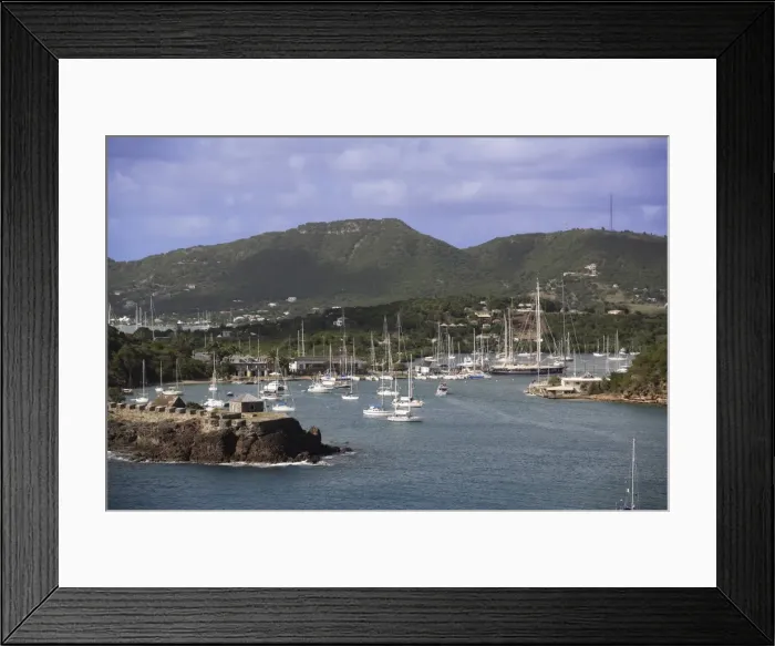 Framed Print : English Harbour, with Fort Berkeley and Nelsons Dockyard