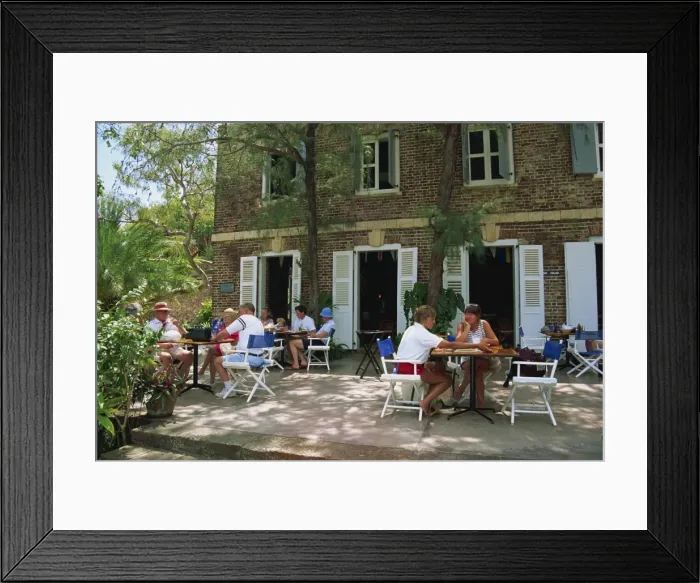 Framed Print : People seating outside restaurant Framed Print : People seating outside restaurant