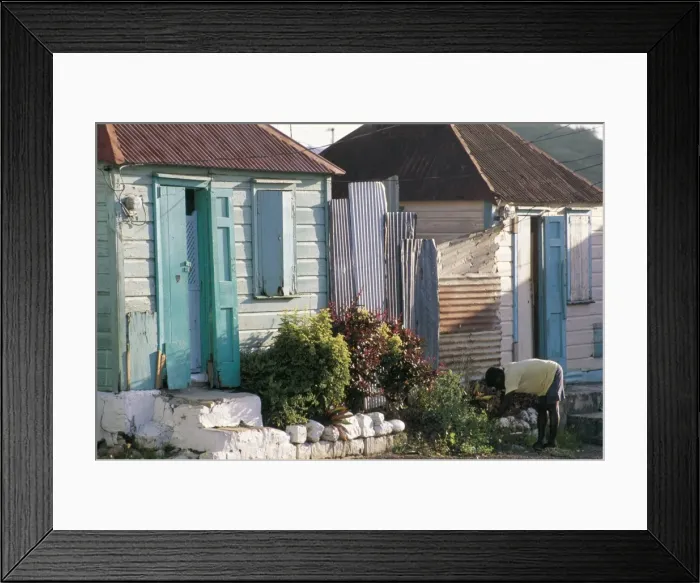 Framed Print : Houses in the old colonial quarter, St Framed Print : Houses in the old colonial quarter, St
