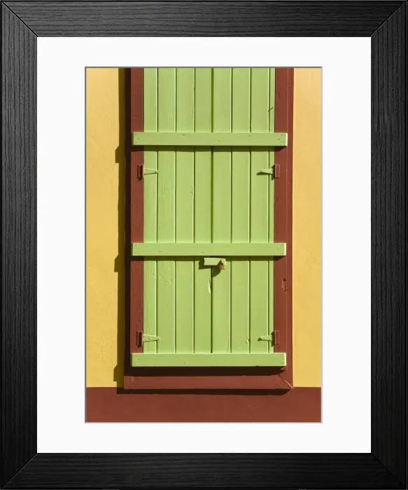 Framed Print : Shutter on Front Street, Philipsburg, St Framed Print : Shutter on Front Street, Philipsburg, St