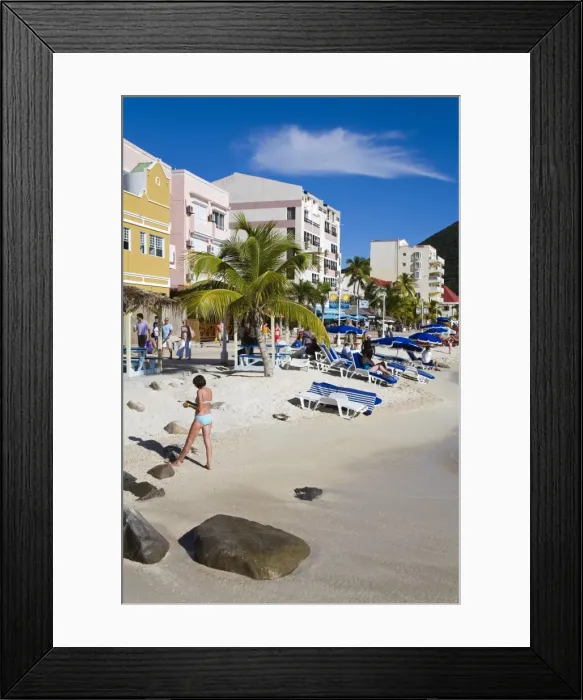 Framed Print : Great Bay Beach, Philipsburg, St Framed Print : Great Bay Beach, Philipsburg, St