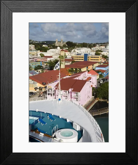 Framed Print : St. Johns and bow of cruise ship Framed Print : St. Johns and bow of cruise ship