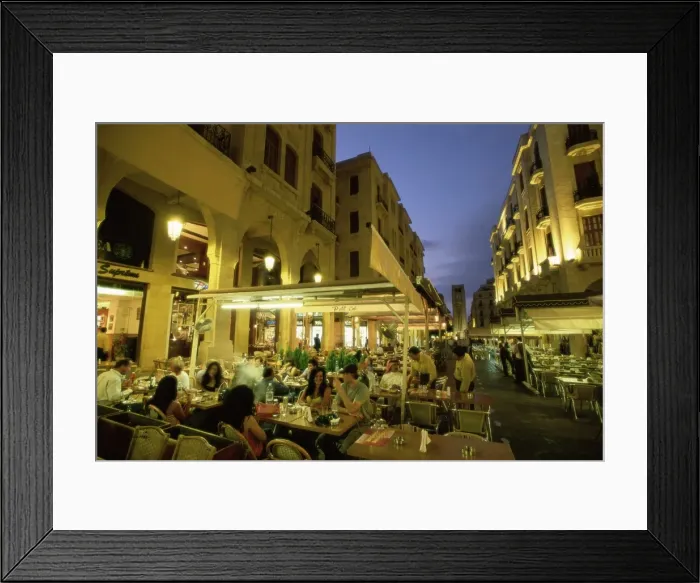 Framed Print : Outdoor restaurants in the downtown area of Central District Framed Print : Outdoor restaurants in the downtown area of Central District