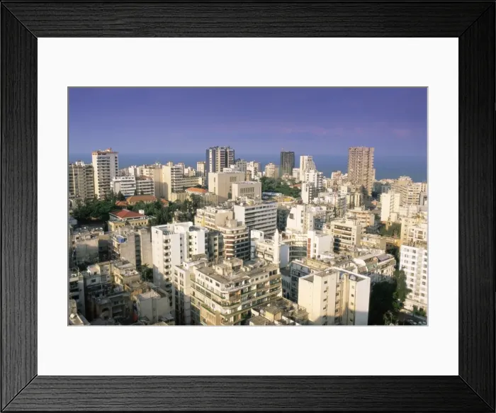 Framed Print : Elevated view over the fashionable central Hamra district Framed Print : Elevated view over the fashionable central Hamra district