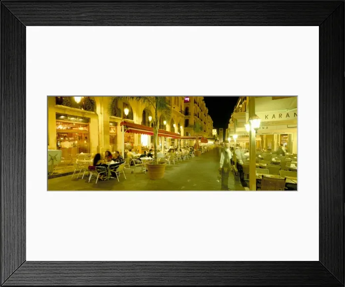 Framed Print : Outdoor restaurants at night in downtown area of Central District Framed Print : Outdoor restaurants at night in downtown area of Central District