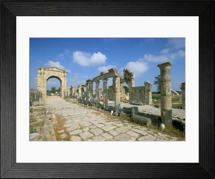 Framed Print : Roman triumphal arch and colonnaded street Framed Print : Roman triumphal arch and colonnaded street