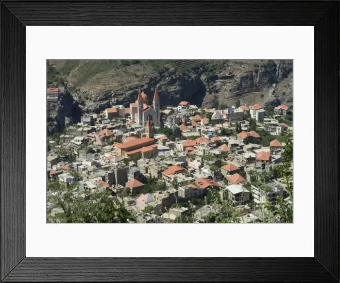 Framed Print : St. Saba Church and red tile roofed town Framed Print : St. Saba Church and red tile roofed town