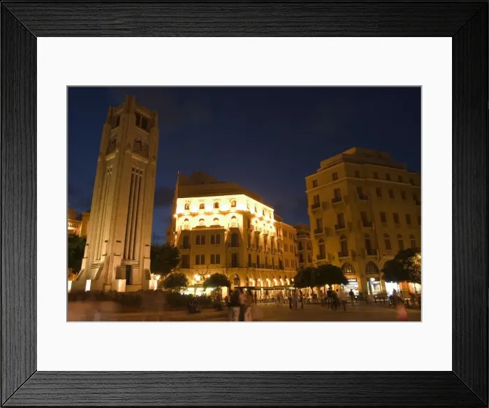 Framed Print : Clock tower in Place d Etoile (Nejmeh Square) at night Framed Print : Clock tower in Place d Etoile (Nejmeh Square) at night