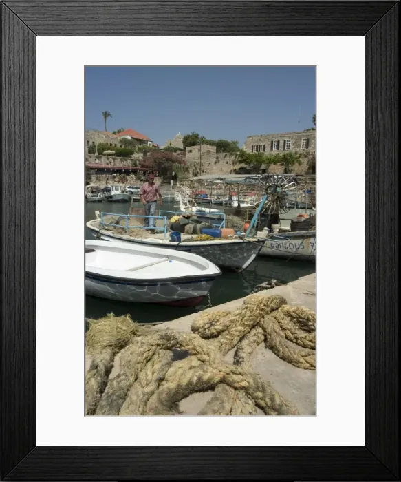 Framed Print : Boats in old port harbour Framed Print : Boats in old port harbour