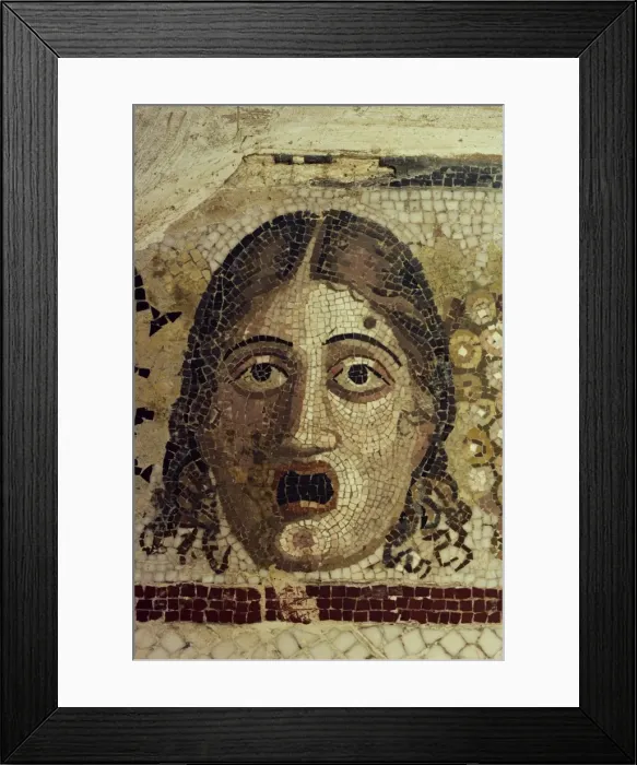 Framed Print : Detail of a head in a fine mosaic in a town house at Rabat Framed Print : Detail of a head in a fine mosaic in a town house at Rabat