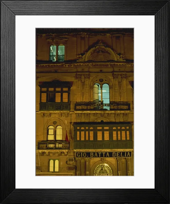 Framed Print : Part of the facade of an ancient palace illuminated Framed Print : Part of the facade of an ancient palace illuminated